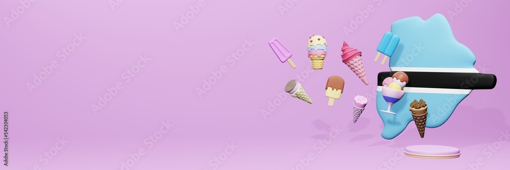 3d rendering of ice cream consumption in Botswana for social media content