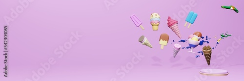3d rendering of ice cream consumption in British Virgin Island for social media content

