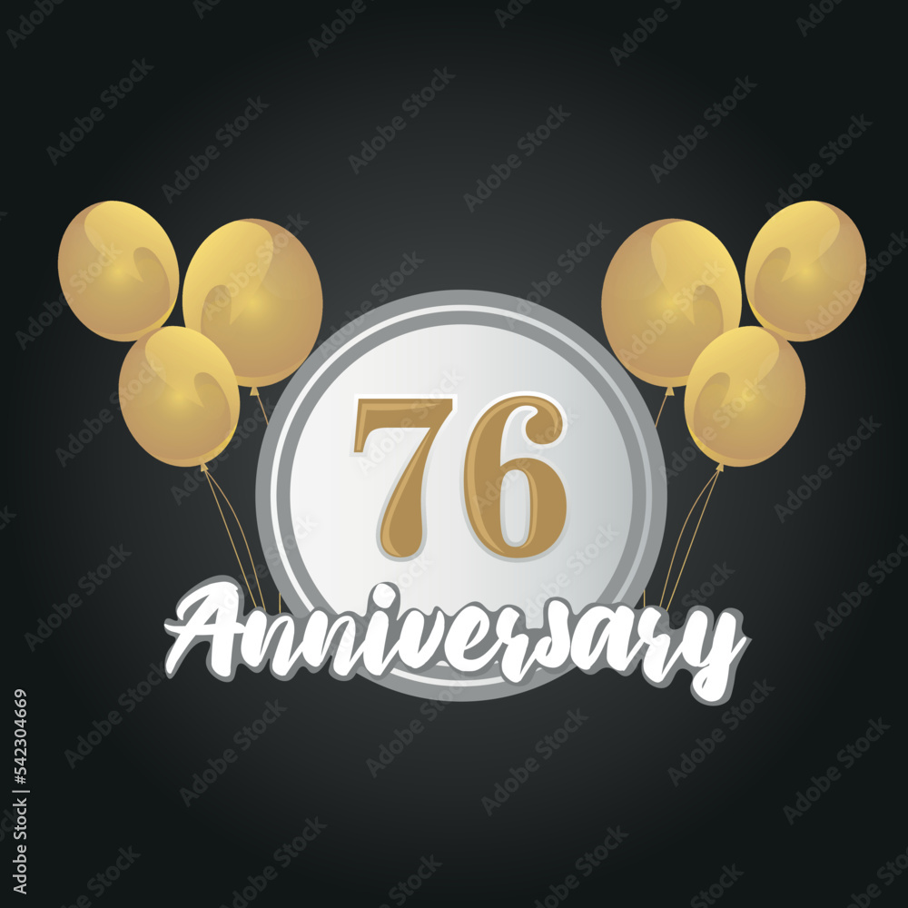Happy 76th anniversary balloons greeting card background. balloons greeting card background vector design
