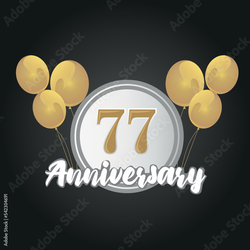 Happy 77th anniversary balloons greeting card background. balloons greeting card background vector design