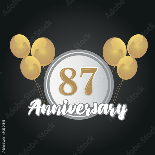 Happy 87th anniversary balloons greeting card background. balloons greeting card background vector design