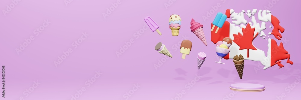 3d rendering of ice cream consumption in Canada for social media content