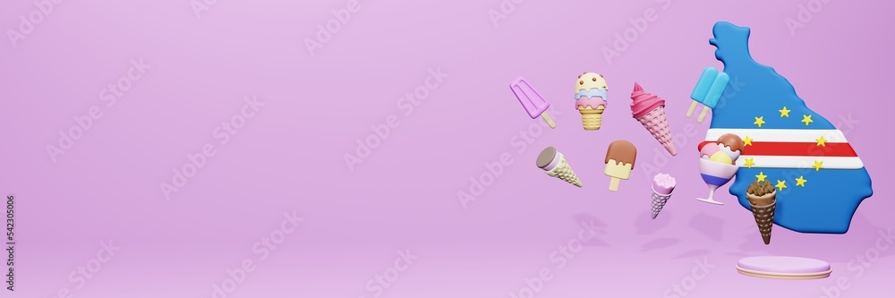 3d rendering of ice cream consumption in Cape Verde for social media content