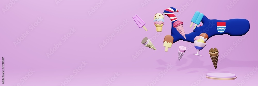 3d rendering of ice cream consumption in Cayman Island for social media content