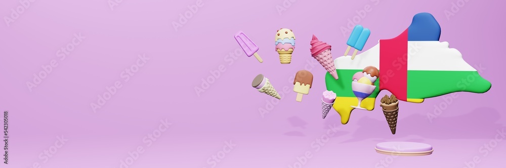 3d rendering of ice cream consumption in Central African Republic for social media content