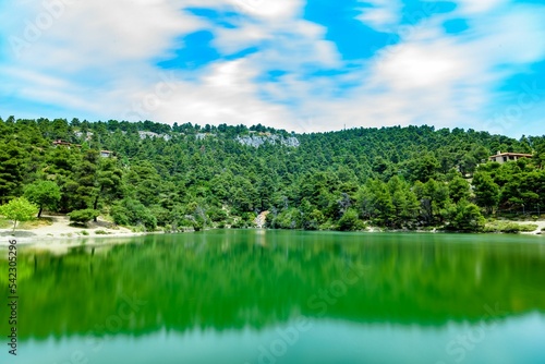 Spring landscape with green nature at Lake Beletsi, Athens, Greece photo