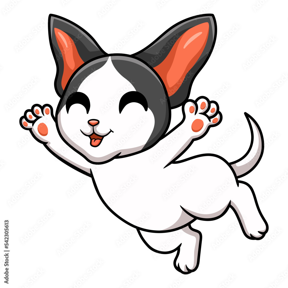 Cute oriental cat cartoon flying