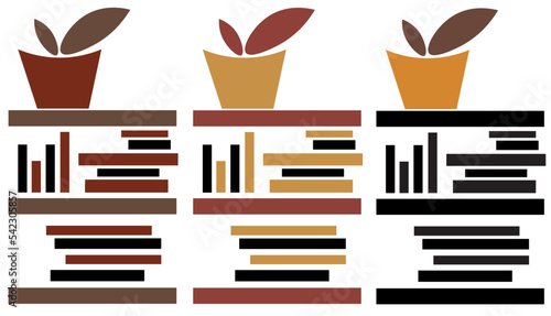 Bookshelves with a plant