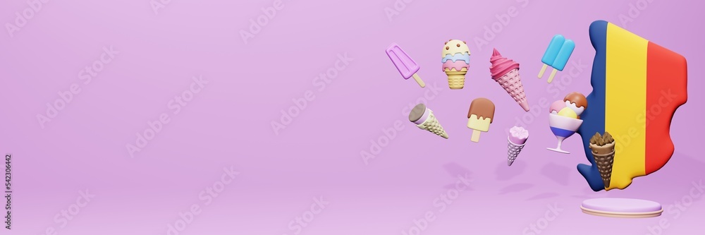 3d rendering of ice cream consumption in Chad for social media content