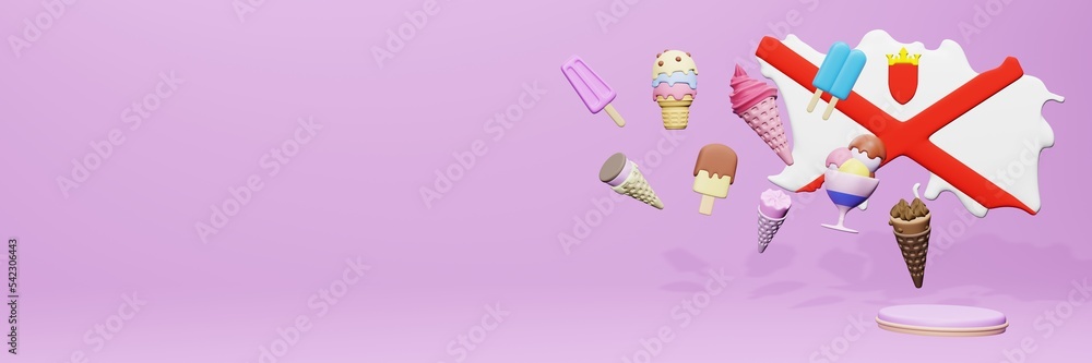 3d rendering of ice cream consumption in Channel Islands for social media content