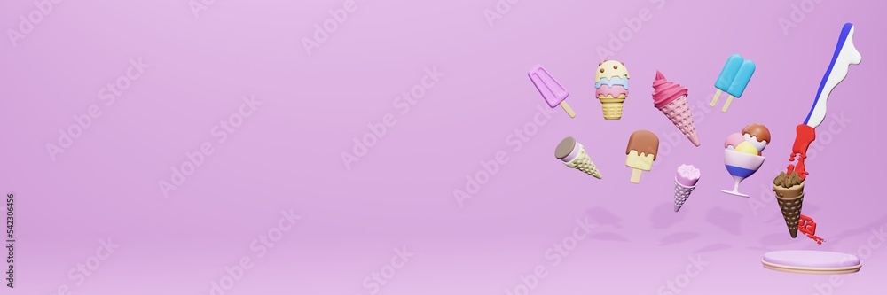 3d rendering of ice cream consumption in Chile for social media content