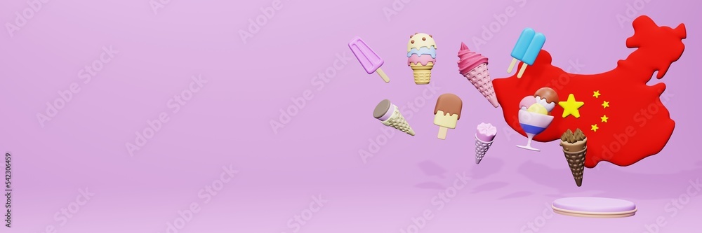 3d rendering of ice cream consumption in China for social media content