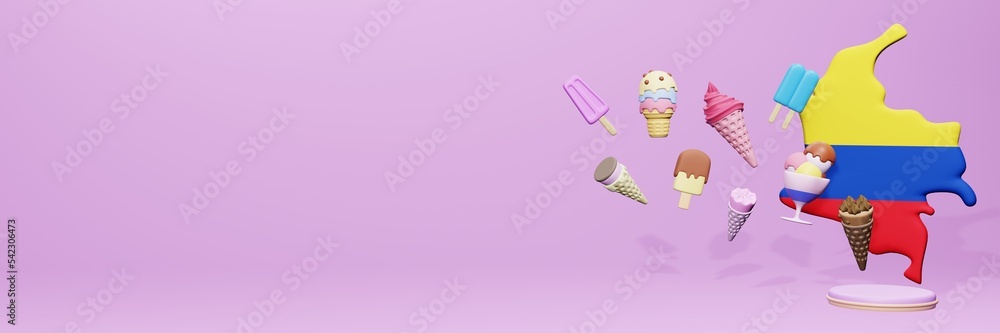 3d rendering of ice cream consumption in Colombia for social media content