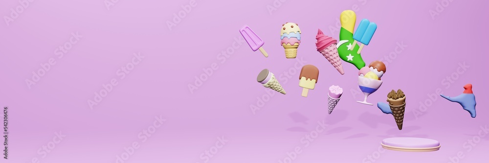 3d rendering of ice cream consumption in Comoros for social media content
