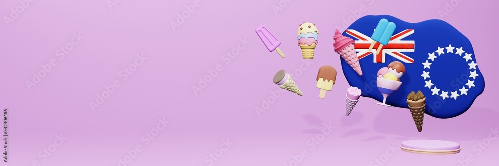 3d rendering of ice cream consumption in Cooks Island for social media content