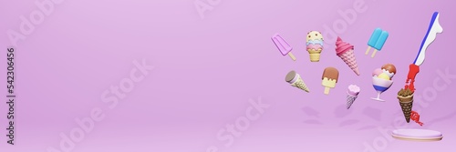 3d rendering of ice cream consumption in Chile for social media content

