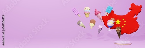 Obraz na płótnie 3d rendering of ice cream consumption in China for social media content
w salonie