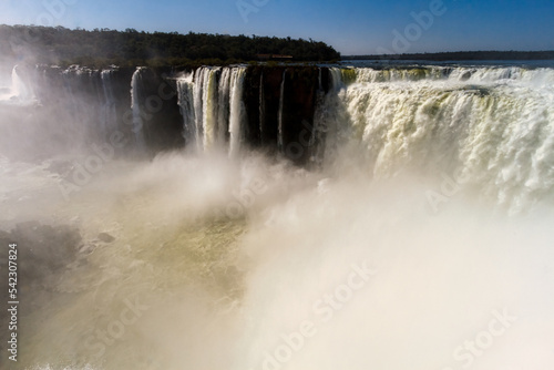 Iguazu Falls with spray of water in the Devil s Throat