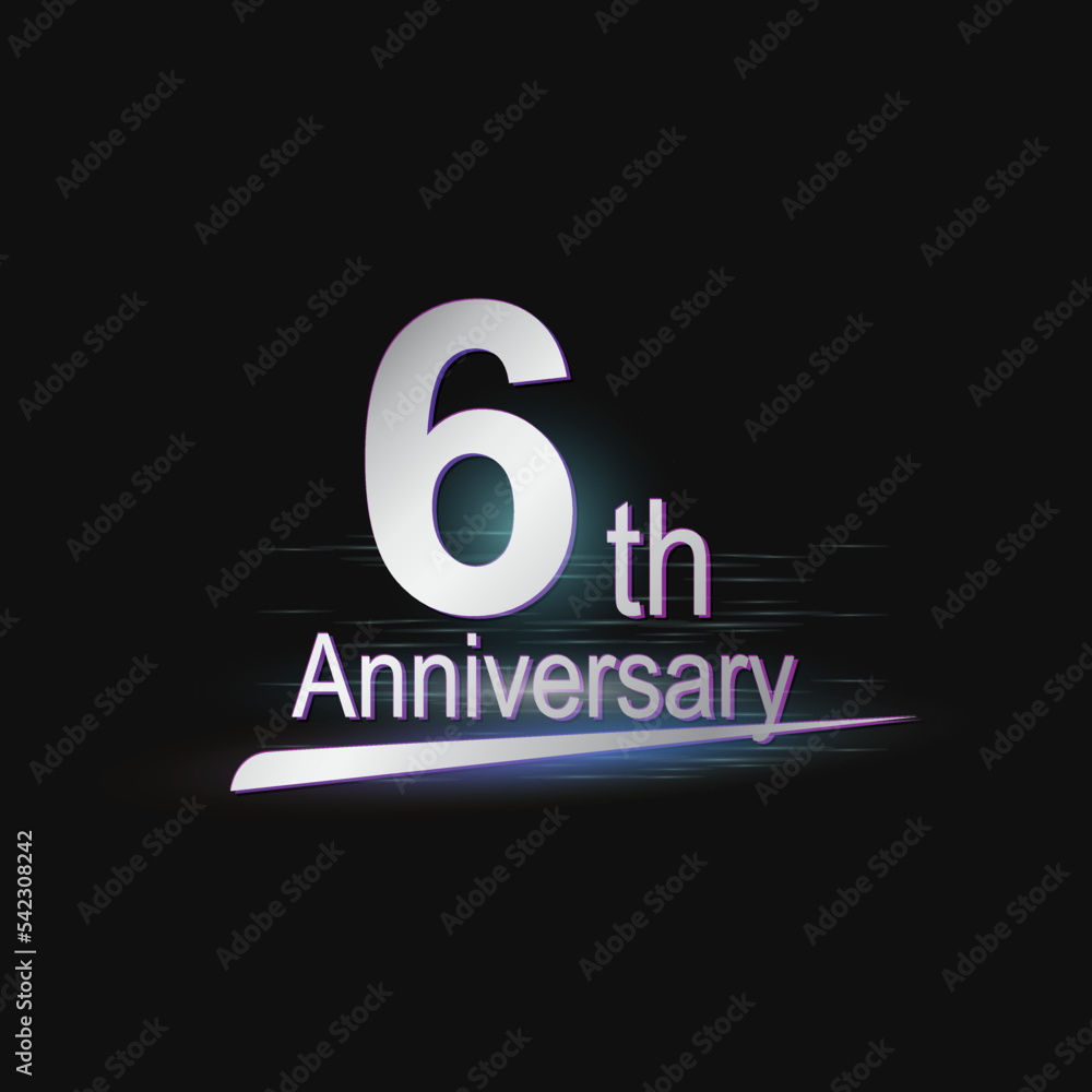 Silver 6th year anniversary celebration Modern logo Silver 6th year anniversary celebration Modern logo