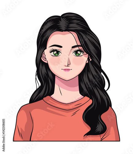 young woman with long hair