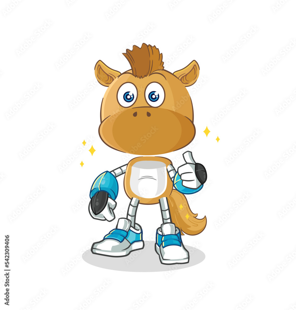 horse robot character. cartoon mascot vector