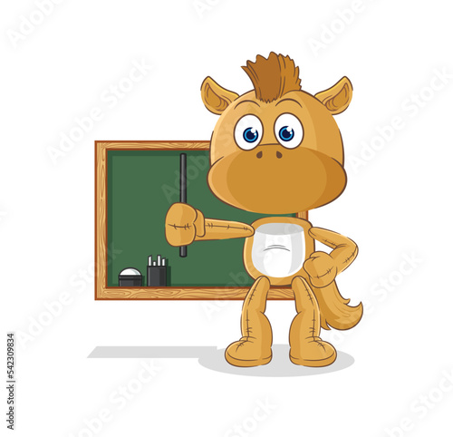 horse teacher vector. cartoon character