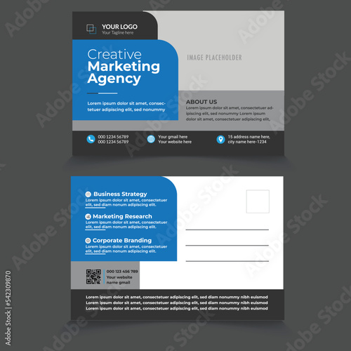 Corporate business postcard or EDDM postcard design template , Creative postcard template design Corporate Post Card.