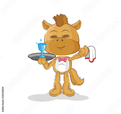 horse waiter cartoon. cartoon mascot vector