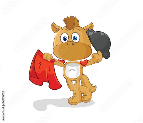 horse matador with red cloth illustration. character vector