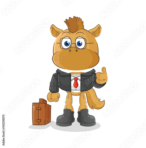 horse office worker mascot. cartoon vector