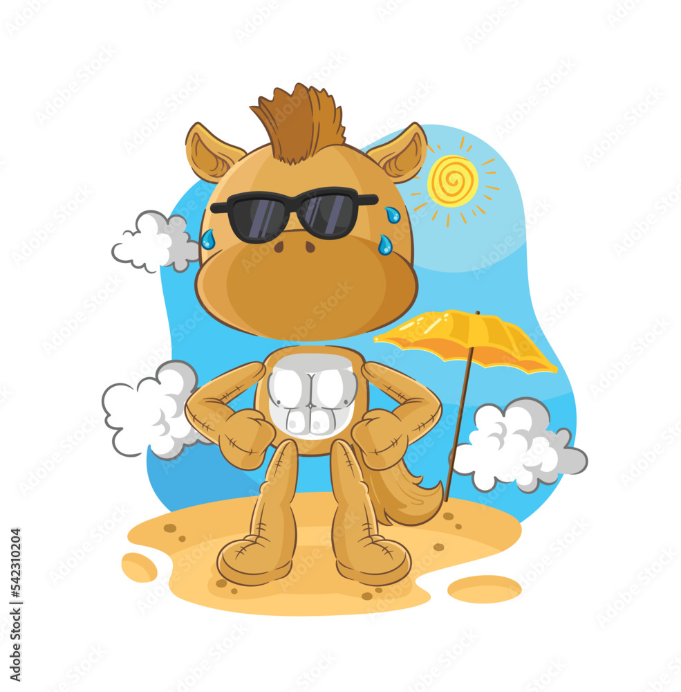 Naklejka premium horse sunbathing in summer. character vector