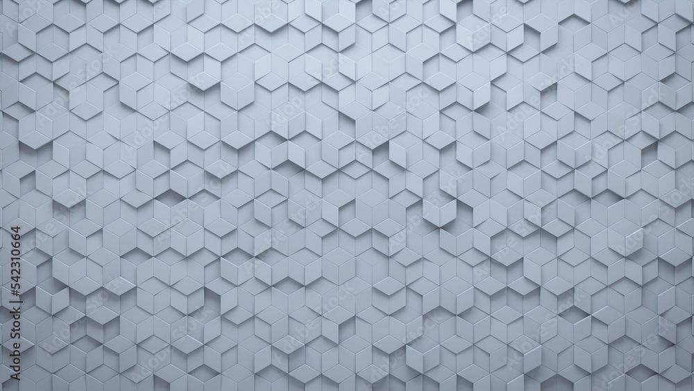 White Tiles arranged to create a Polished wall. Diamond Shaped, 3D Background formed from Futuristic blocks. 3D Render White Tiles arranged to create a Polished wall. Diamond Shaped, 3D Background formed from Futuristic blocks. 3D Render