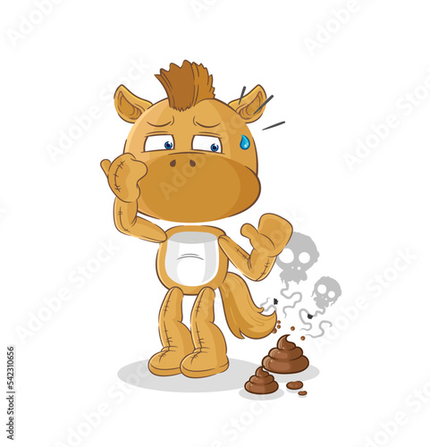 horse with stinky waste illustration. character vector