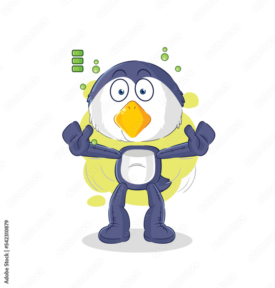 penguin full battery character. cartoon mascot vector penguin full battery character. cartoon mascot vector