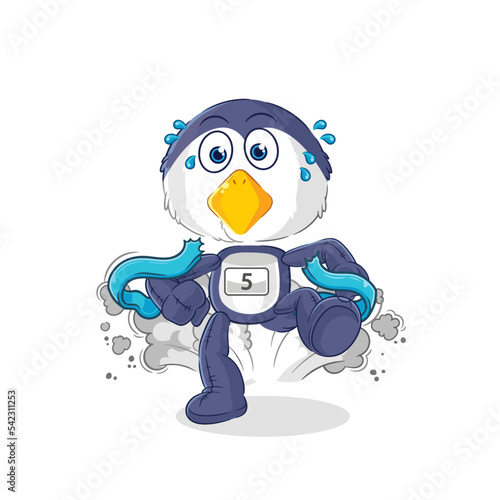 penguin runner character. cartoon mascot vector