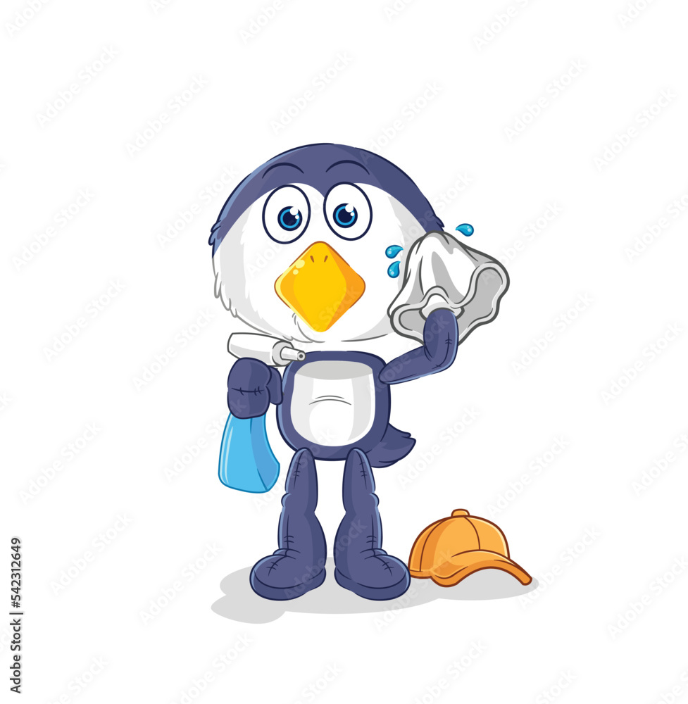 penguin cleaner vector. cartoon character penguin cleaner vector. cartoon character