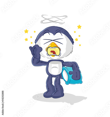 penguin yawn character. cartoon mascot vector