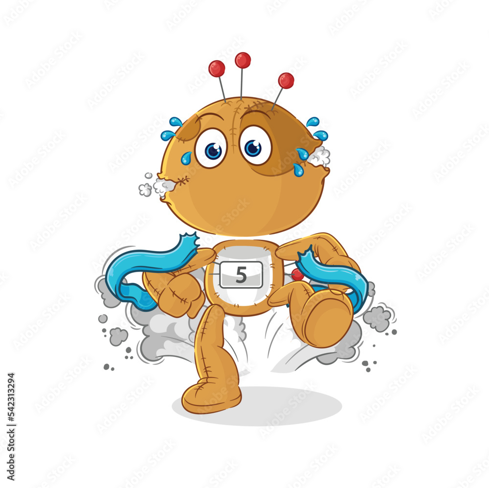 Fototapeta premium voodoo doll runner character. cartoon mascot vector