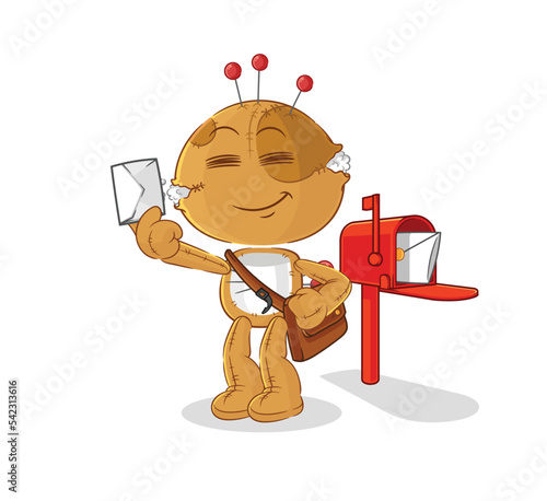 voodoo doll postman vector. cartoon character