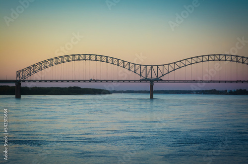 Bridge over the Mississippi River at sunset