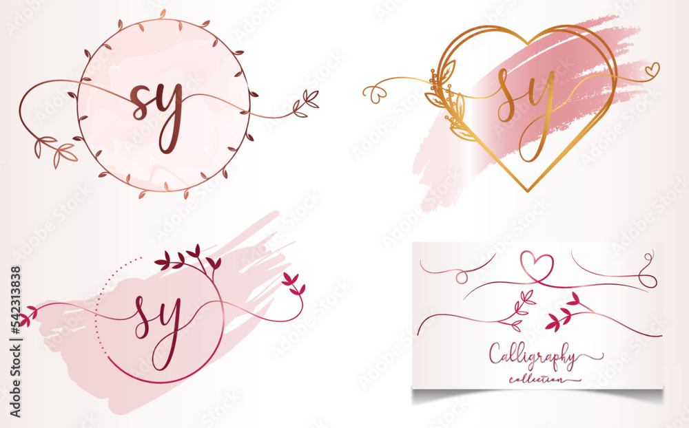 Luxury sy feminine logo design with business card template
