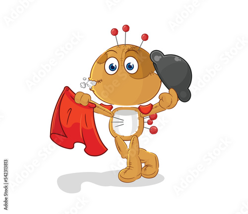 voodoo doll matador with red cloth illustration. character vector