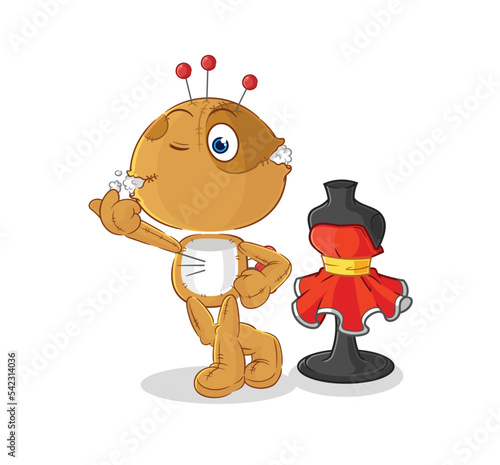 voodoo doll fashion designer vector. cartoon character