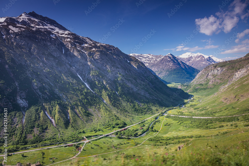 Idyllic valley and dramatic landscape of Haute Savoie near Iseran Pass, France