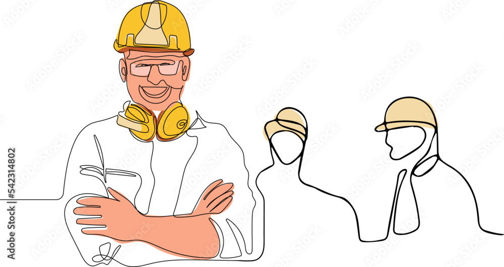 construction manager and engineer working on building site. Vector illustration