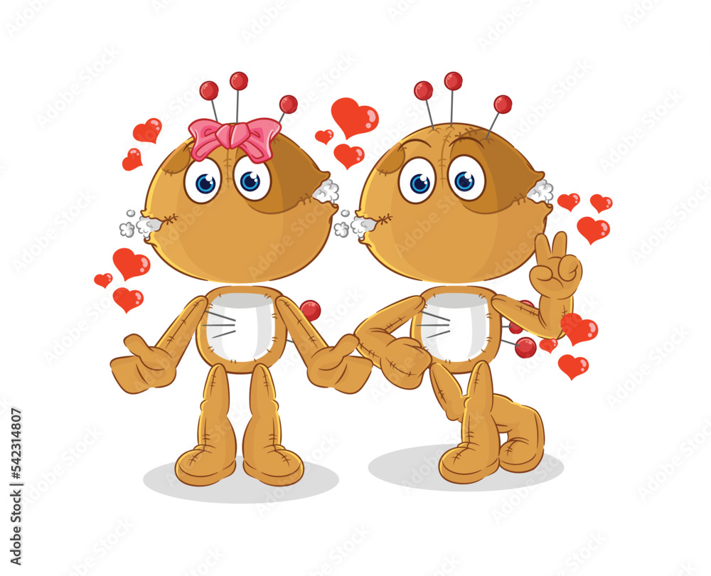 Fototapeta premium voodoo doll dating cartoon. character mascot vector