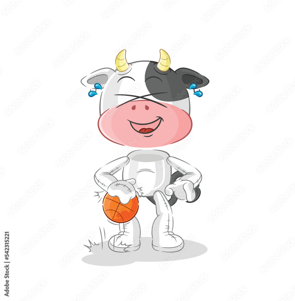 Fototapeta premium cow dribble basketball character. cartoon mascot vector