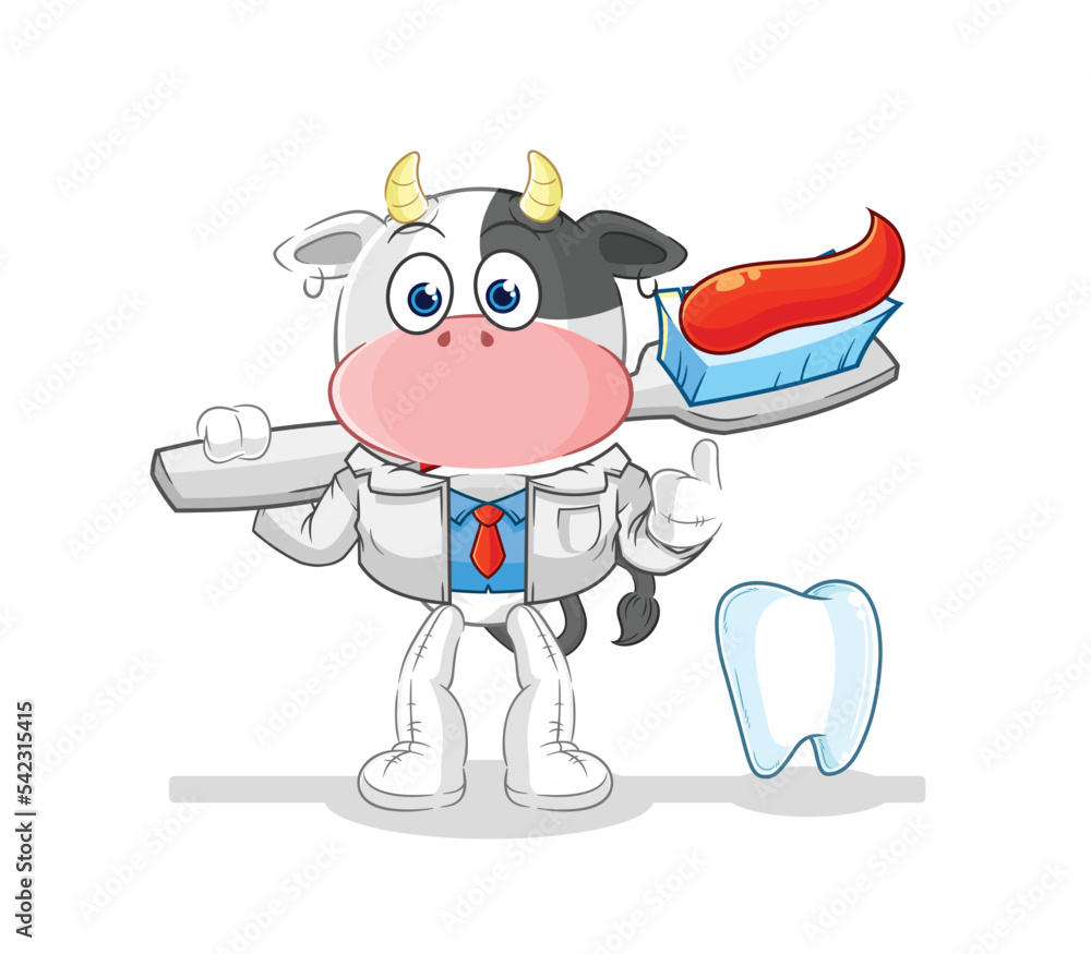 cow dentist illustration. character vector