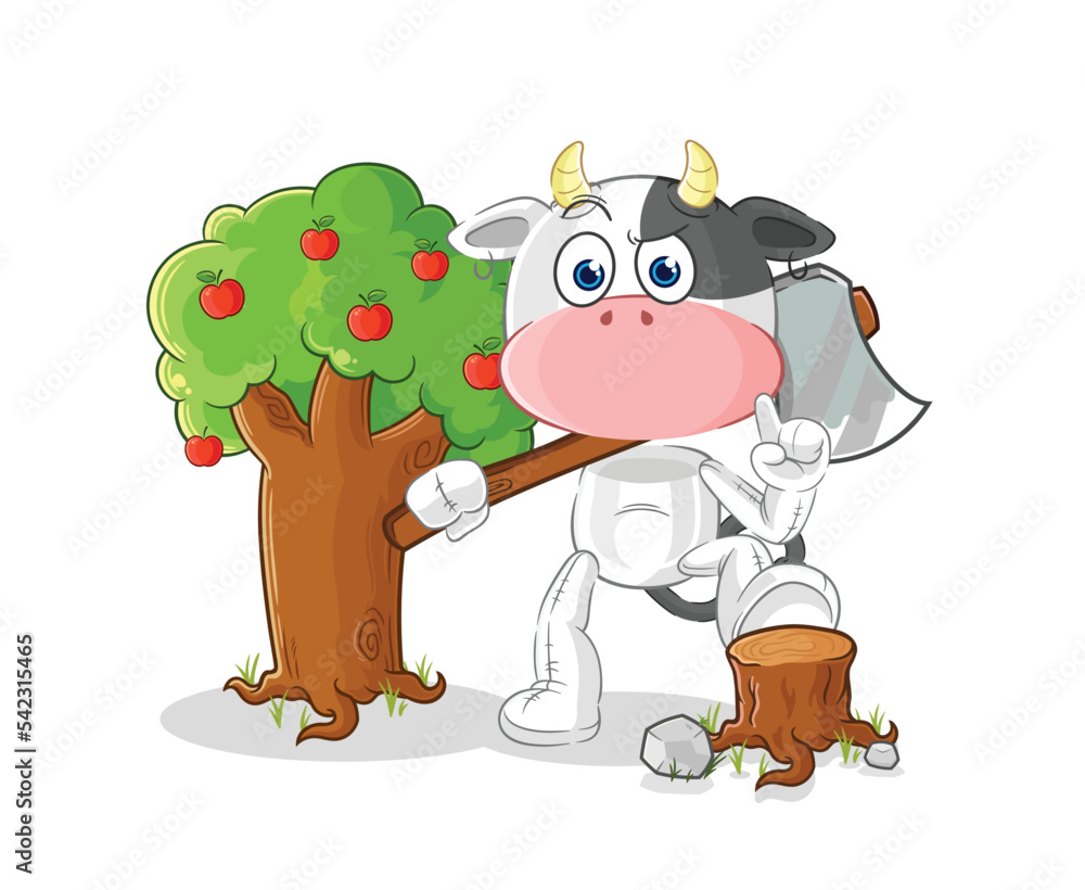 Fototapeta premium cow Carpenter illustration. character vector