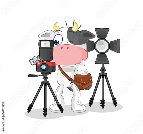 cow photographer character. cartoon mascot vector